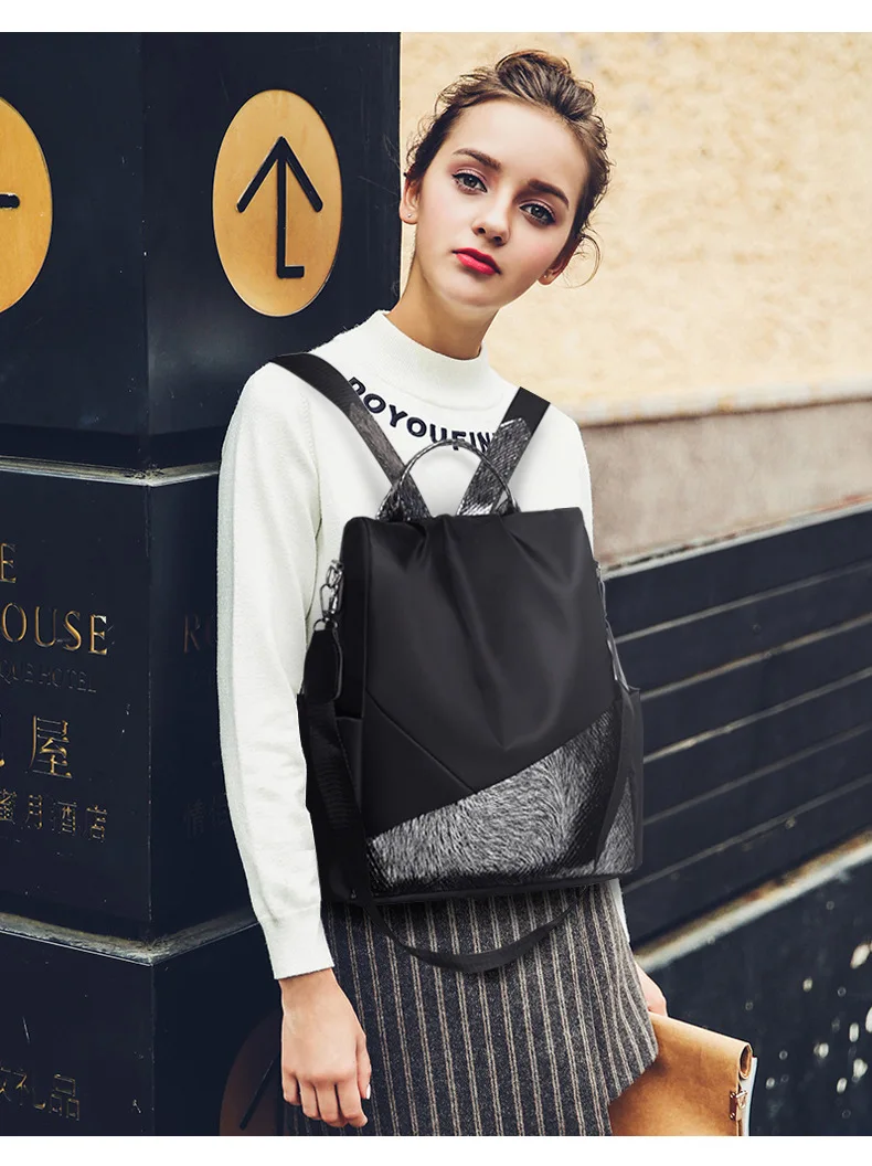 

Casual Oxford cloth ladies backpack new large-capacity travel small backpack multi-function single shoulder messenger handbag