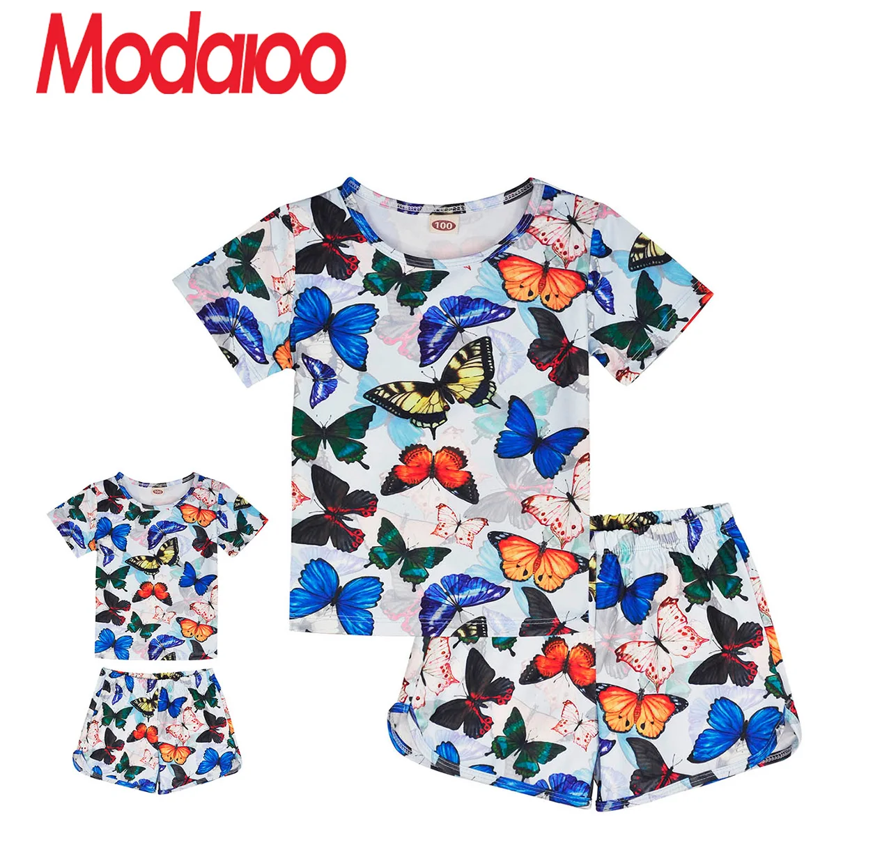 

ModaIOO Matching Dolls & Girls Pajamas Short Sleeve Dinosaur Mermaid Unicorn Pyjama Kids Sleepwear Set
