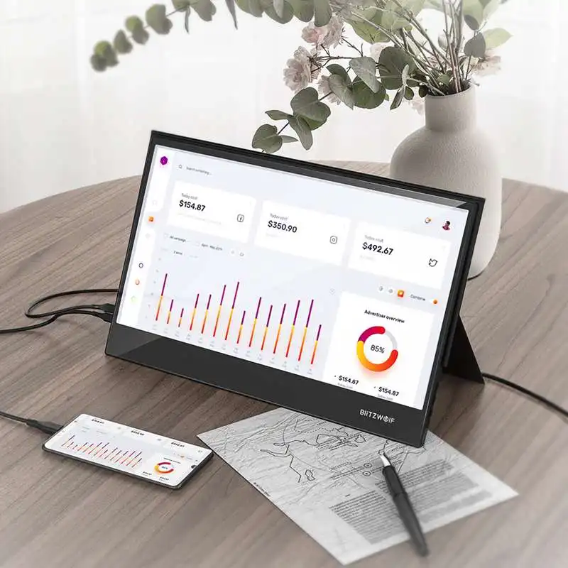 BlitzWolf BW-PCM5 15.6 Inch Touchable Portable Computer Monitor Gaming Display Screen for Smartphone Tablet Laptop Game Console |