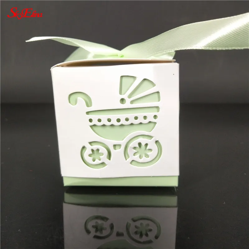 light green 10 шт. детская коляска Свадебная подарочная коробка для конфет, мыла очаровательные душевые коробки для конфет Свадебная вечеринка Подарочная сумка с лентой 7Z - Цвет: light green