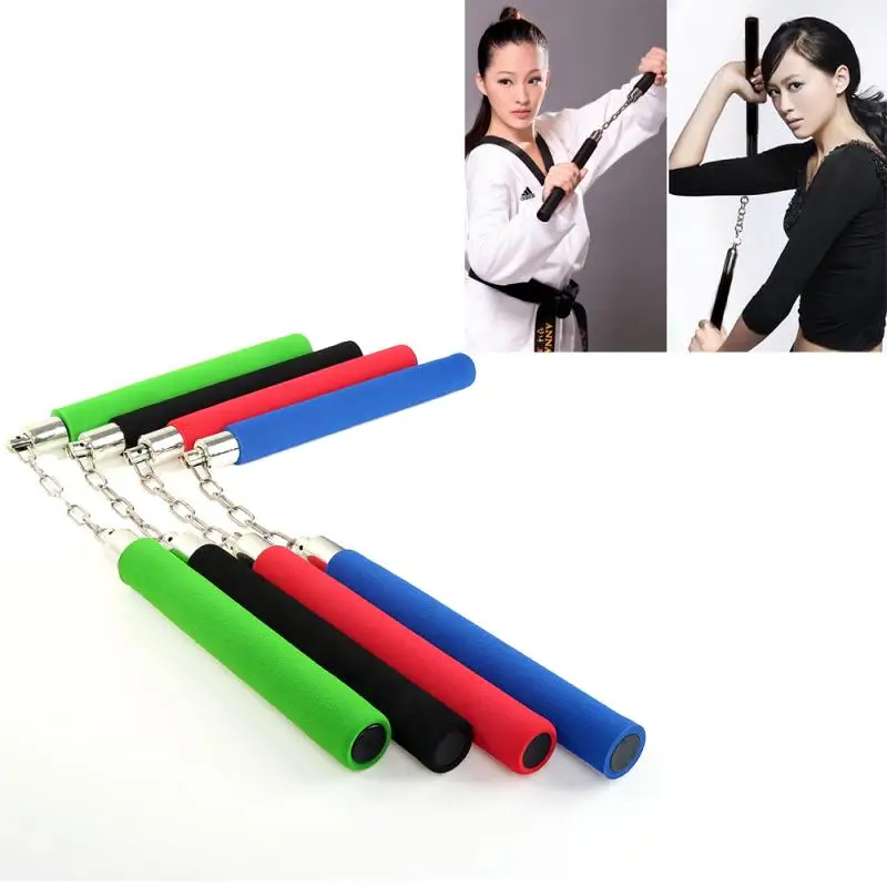 

Training Practice Yellow Durable Nunchakus Martial Arts Nunchakus Foam Metal Chain Safe Training Protection Sponge Nunchucks