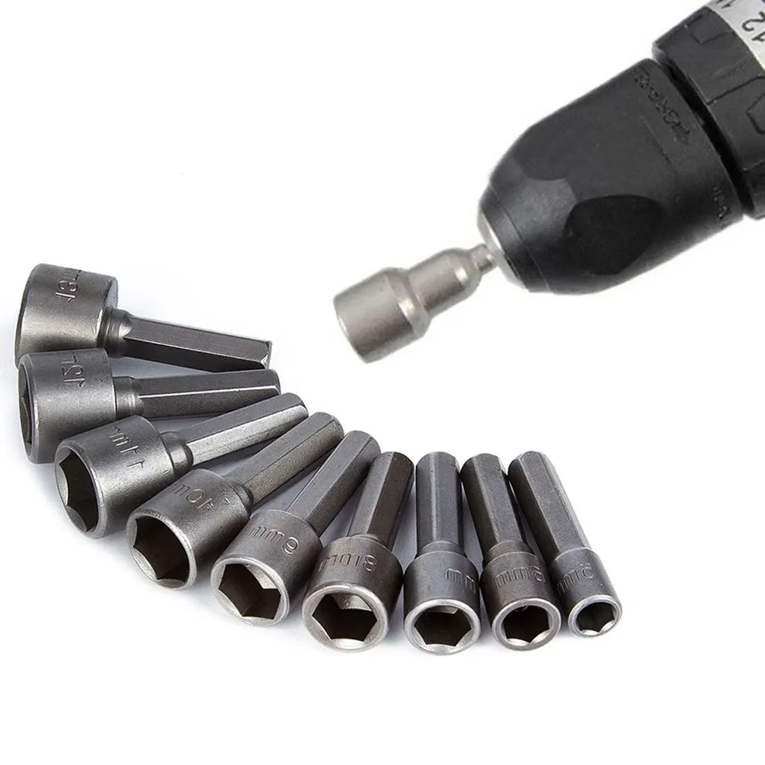 

Шестигранная фреза, торцевая отвертка, гаечные ключи 1/4 дюйма, набор метрических инструментов, переходник с 5 на 13 мм, 9 шт./компл.