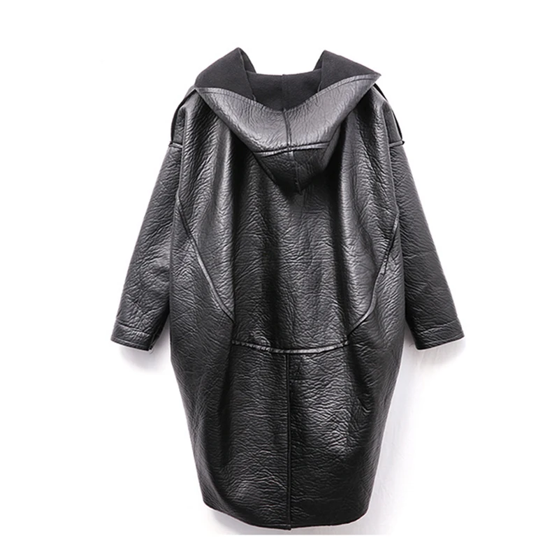 Осенне зимнее женское пальто из искусственной кожи Необычные бархатные кожаные