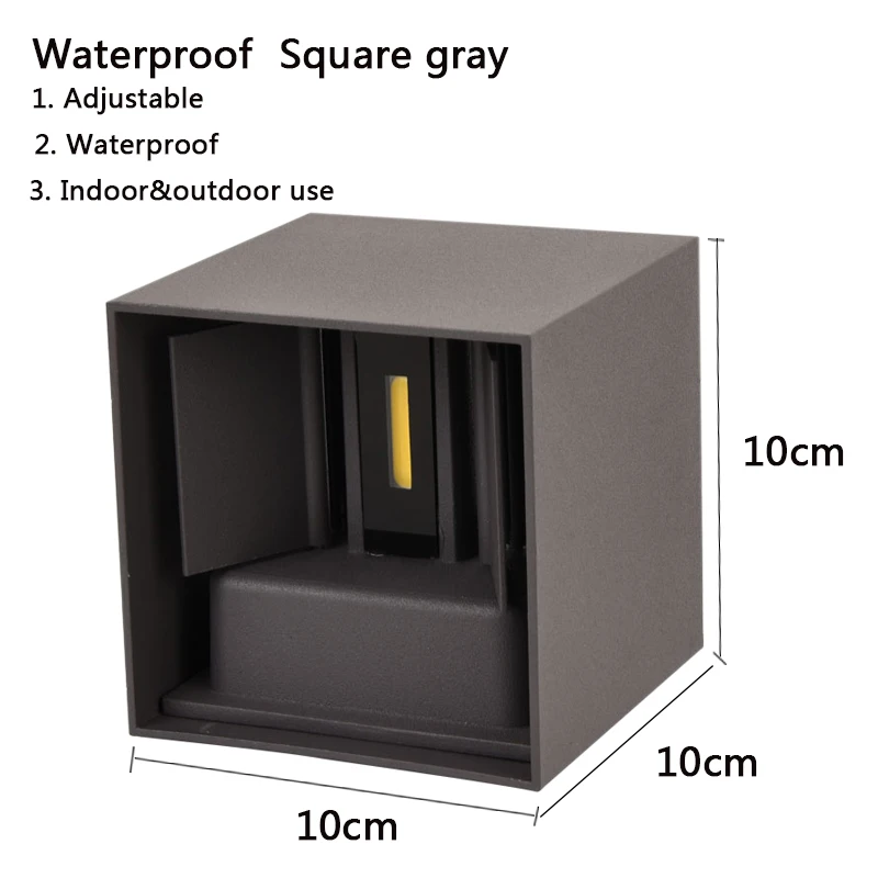 IP65 Large gray IP65 светодиодный водонепроницаемый настенный светильник 12 Вт для помещений и улицы, регулируемый настенный светильник для двора, крыльца, коридора, спальни, настенный светильник - Цвет абажура: IP65 Large gray