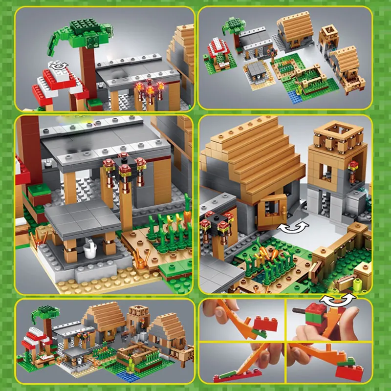 

Compatible My Worlds Bricks Creatored Technic Building Blocks Designer Mountain Cave Bricks Toys For Boys Kids