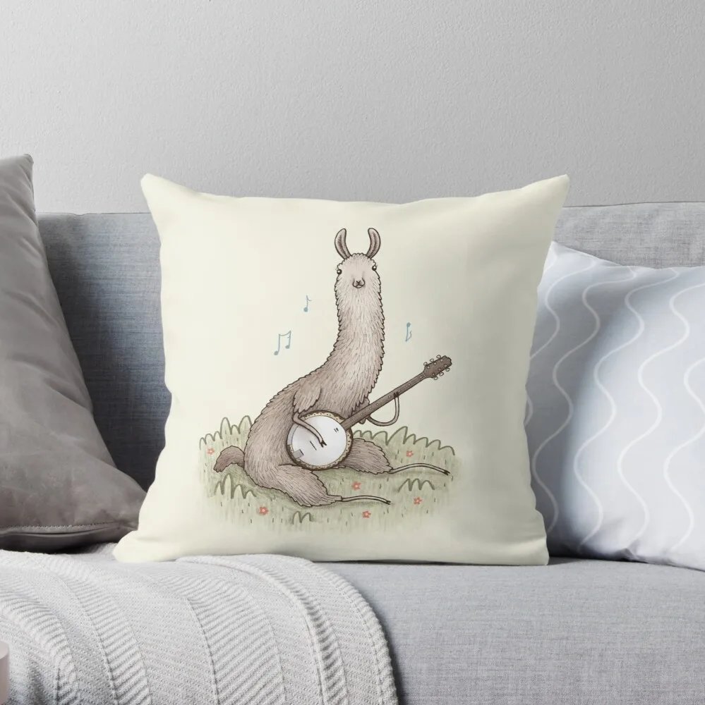 

Banjo Llama Throw Pillow Pillow Case Polyester Home Decora Pillowcases Throw Pillow Case kussensloop almohada poszewka