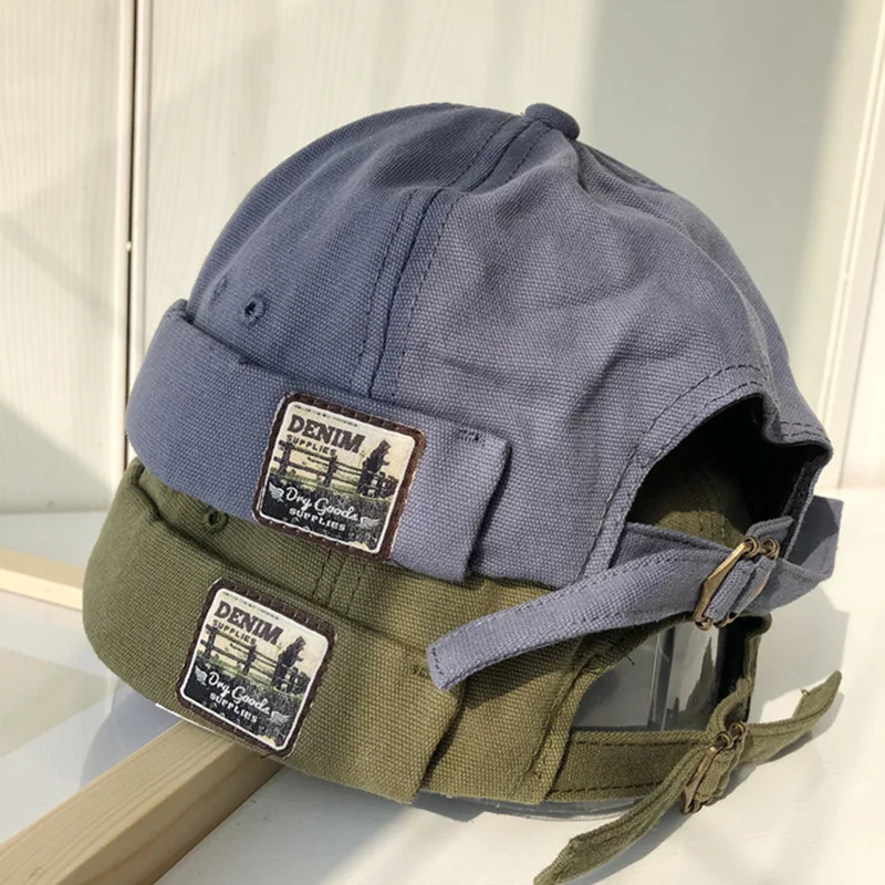 

Fold Skullcap Retro Men Sailor Cap Women Warm Roll Cuff Bucket Cap Brimless Hat Hat Adjustable Retro Vintage Cap