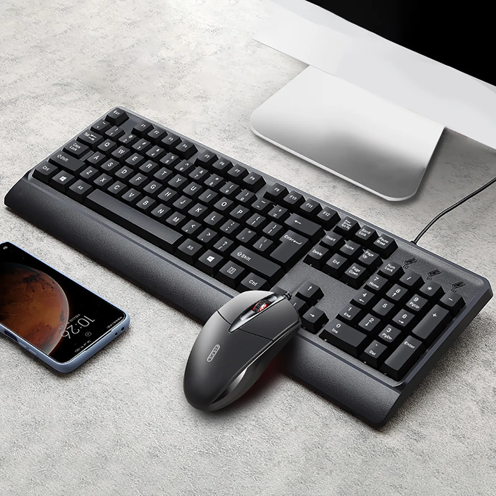 

1600dpi KM-722 Desktop Notebook Office Wired USB Keyboard And Mouse Set