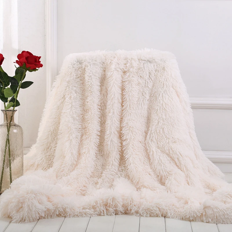White BeddingOutlet ворсистое одеяло, мягкое плюшевое пушистое покрывало на кровать, цветное пушистое декоративное покрывало из искусственного меха для дивана и дивана - Цвет: White