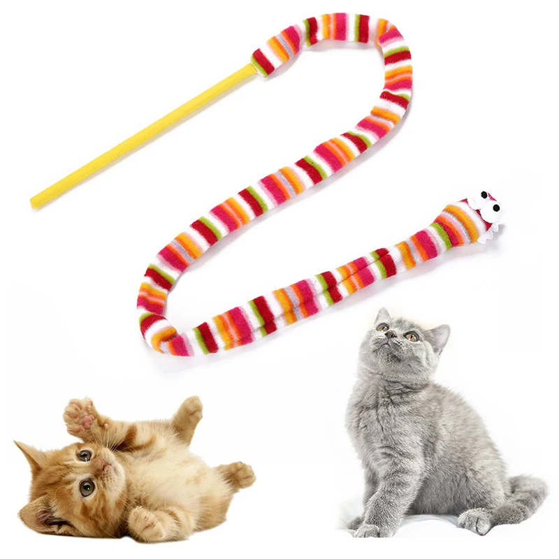 1 Pcs Rainbow Snake Shape Funny Cat Stick Head With Ring Box Interactive Toy Pet Supplies Ball | Дом и сад