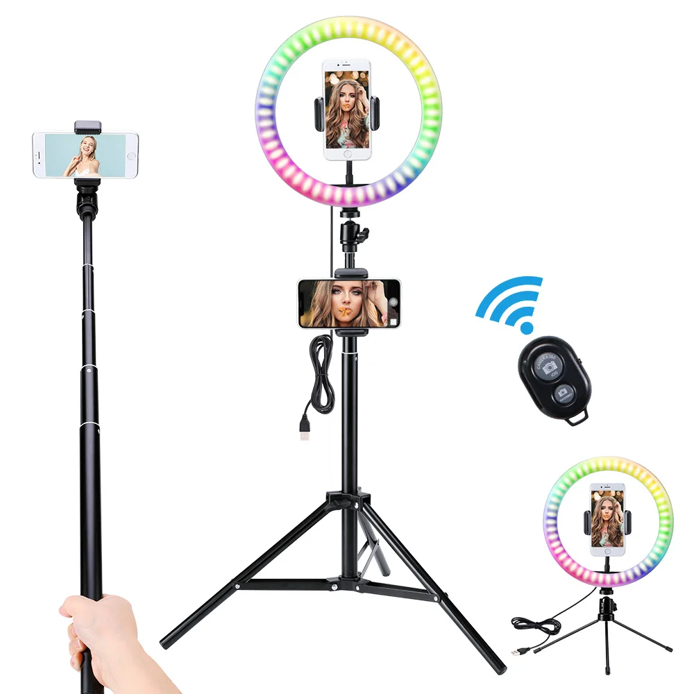 

Фон для фотосъемки светодиодный селфи кольцо светильник 8 дюймов, 10 дюймов с регулируемой яркостью Камера телефон кольцевая лампа с настоль...