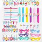 6 шт., маленький браслет Русалка, подарки для девочек, милый мультяшный браслет, детское украшение на день рождения, вечерние принадлежности русалки