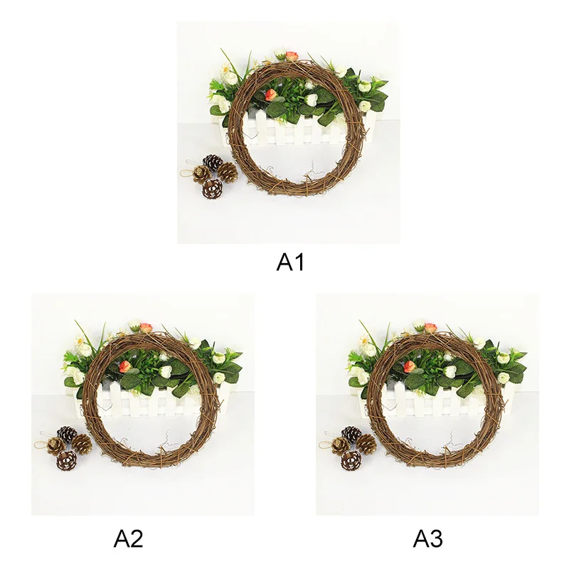 

Dry Rattan Ring Artificial flowers Garland Dried flower frame For Easster New Year Home Decor DIY floral wedding Wreaths