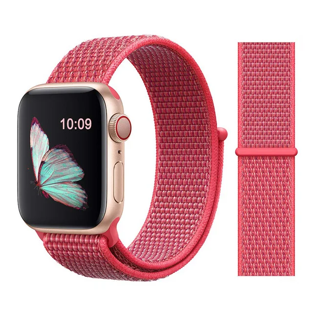 Für Apple часы Uhr группа серии 3/2/1 38 мм 42 мм нейлон Weiche Atmungsaktive нейлон für наручных часов iWatch, ersatz Спорт Шлайфе series4 40 мм 44 м - Цвет ремешка: Color21 Hibiscus