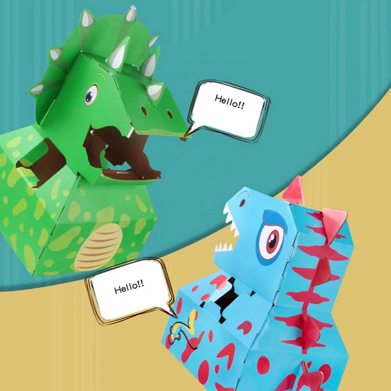 

1 шт. мультяшный динозавр картон носимый DIY Модель детский Косплей сборка игра игрушки