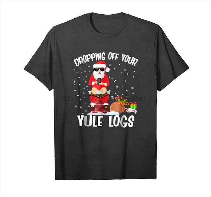 Классная футболка с Санта Клаусом и надписью Dropping Off Yule Logs веселая Рождественская