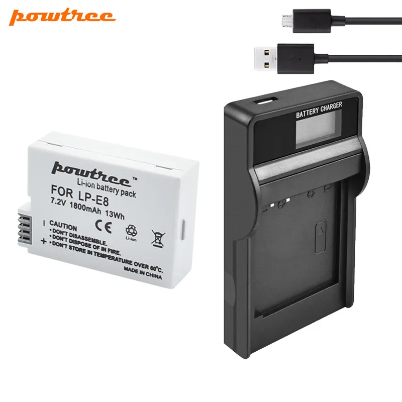 Зарядное устройство Powtree для Canon EOS 550D 600D 650D 700D X4 X5 X6i X7i T2i T3i 1800 мАч Аккумулятор AKKU +