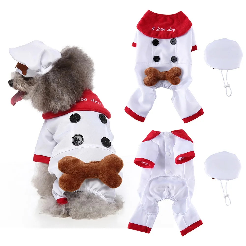 Funny Clothes Dogs Cosplay Role Playing Suit Cook Suit With Hat for Halloween Christmas Clothes Party Costume Suit S-XL