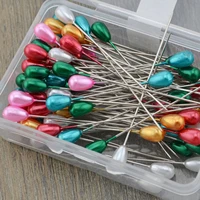 100pcs rainbow color pearl head needles stitch straight push sewing pins dressmaking diy sewing tools positioning needle 5 5cm