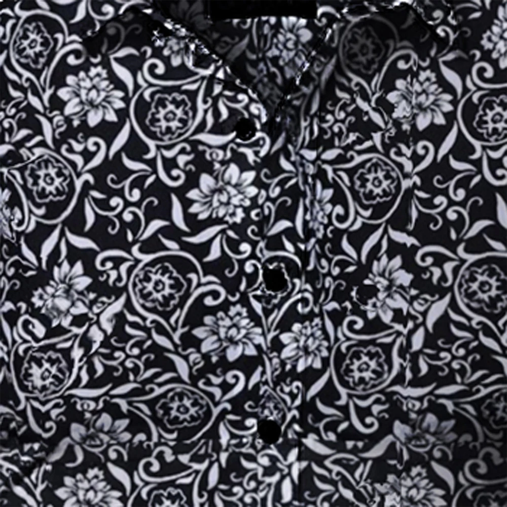 Блузка мужская с цветочным принтом длинным рукавом на пуговицах | Мужская одежда