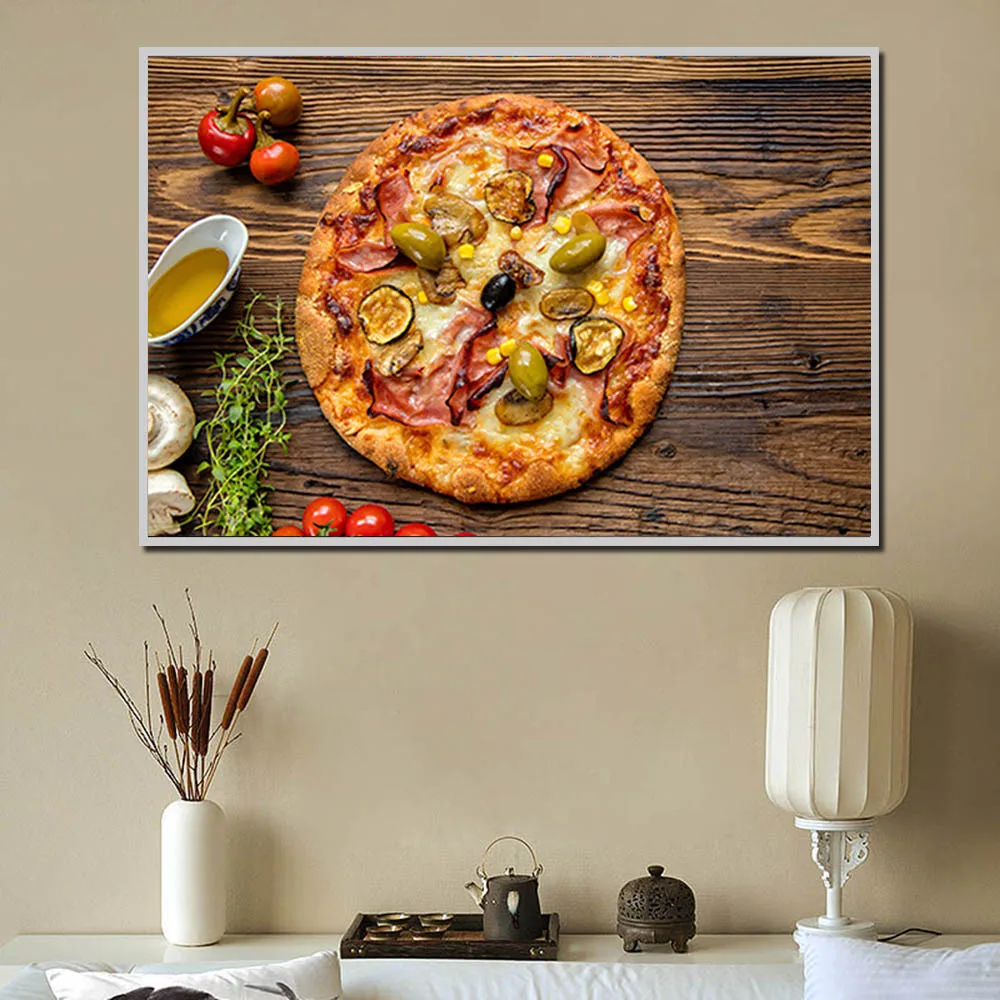 

Pizza Vegetables Cooking Kitchen Canvas Painting Wall Art Pictures Poster and Printing for Living Room Home Decoration Unframed