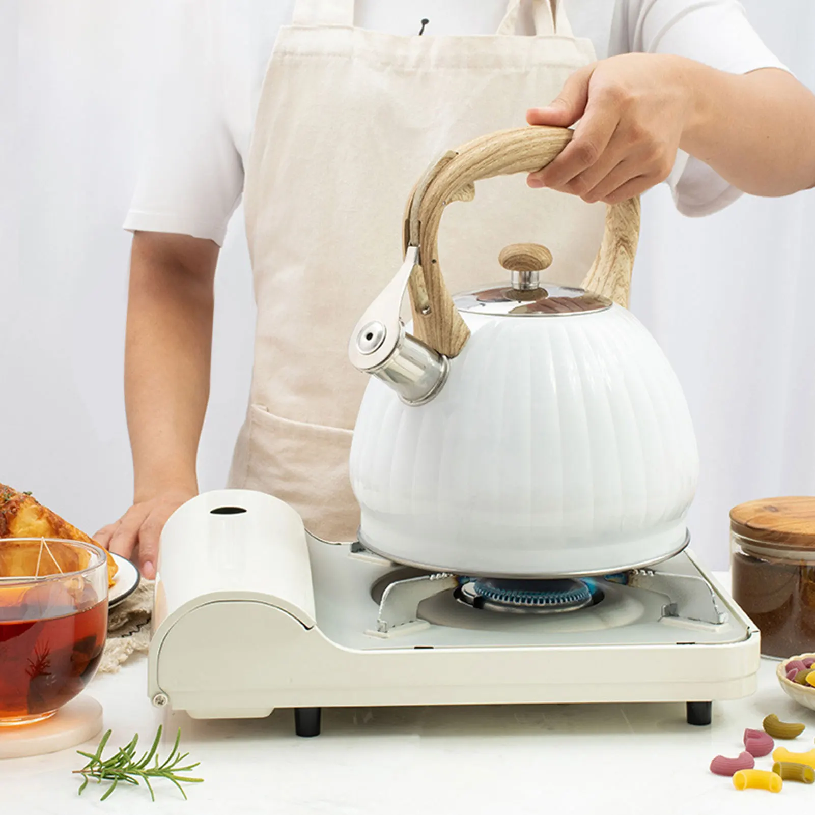 3.5L свисток чайник Нержавеющая сталь Чай Кемпинг Кухня горячей воды кастрюля с