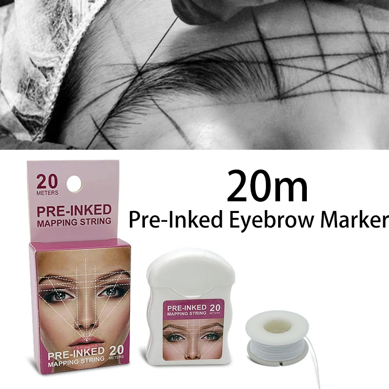 

20m Microblading Mapping String Pre-Inked Eyebrow Marker Thread Tattoo Brows Point White Mapping String Beauty Tools Wholesale