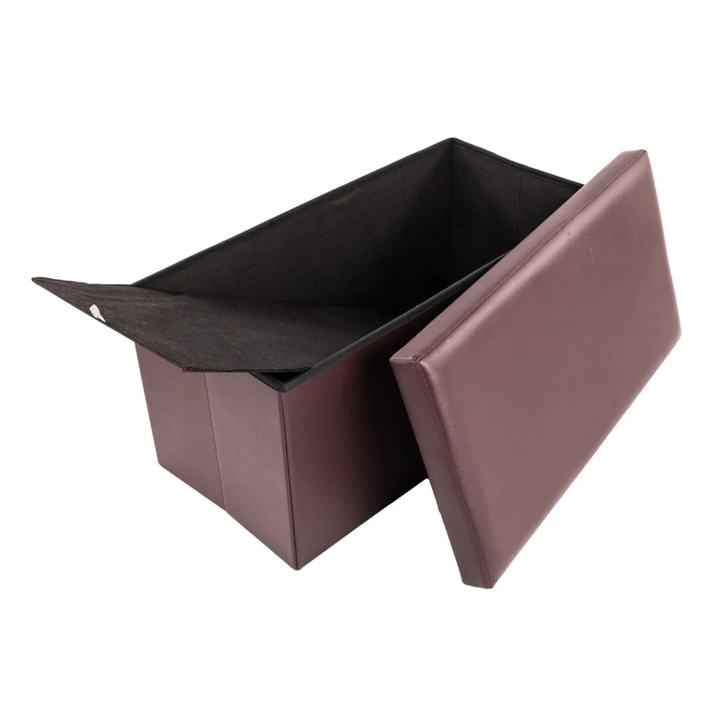 

F-01L Practical PVC Leather Square Shape Footstool Brown