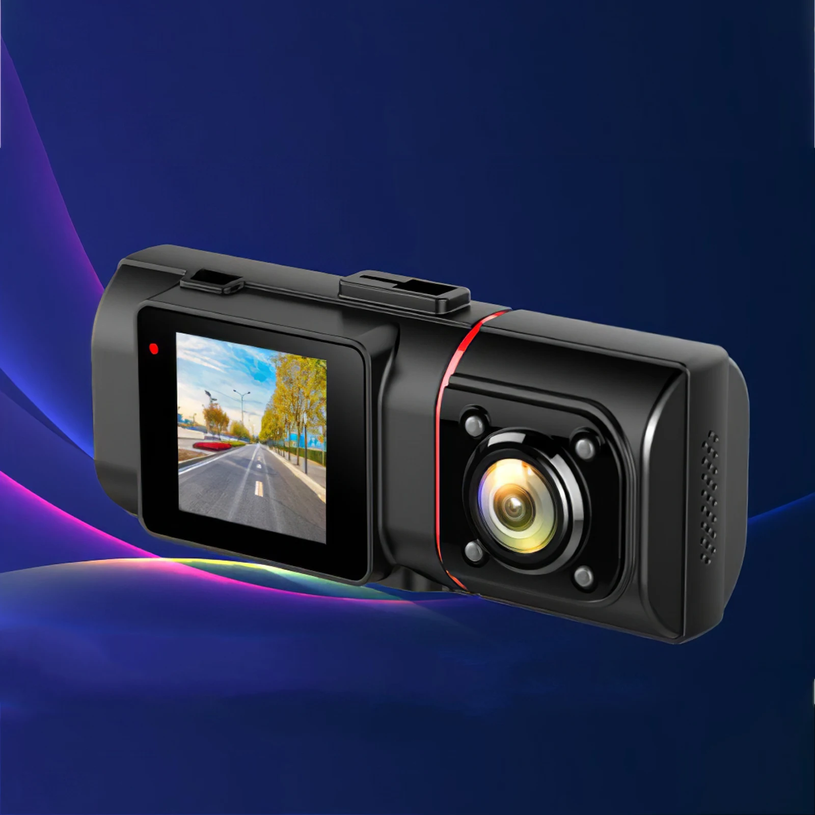 

Видеорегистратор для вождения, вращающаяся 2-объективная запись с функцией ночного видения, беспроводное подключение, записывающая камера ...