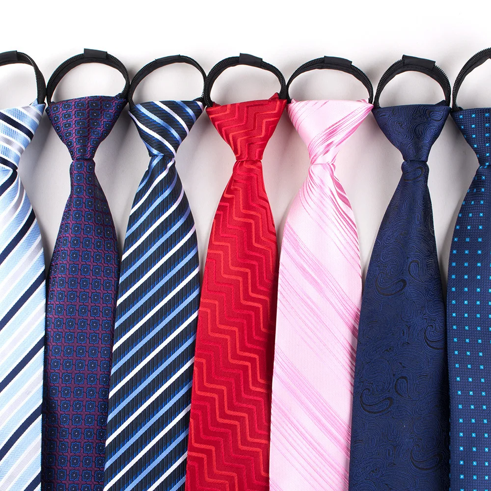 Men Zipper Tie Lazy Ties Fashion 8cm Business Necktie For Man Skinny Slim Narrow Bridegroom Party Dress Wedding Necktie Present  - buy with discount