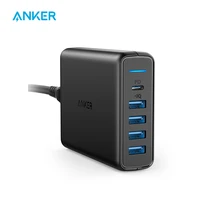 Anker phone charger Premium 60W 5-Port Desktop charger with one 30W Port for Apple MacBook PowerIQ Ports for iPhone Xiaomi