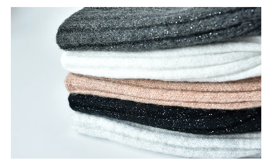 ENJOYFUR Thick warm winter hats for women soft mohair knitted female caps double lining beanies