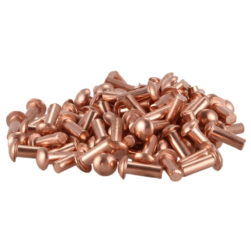 Горячая XD 100pcs 3*8 мм круглая головка твердая медь Заклепки Крепеж|Заклепки| |
