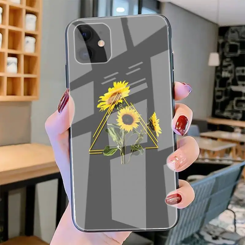 

Chrysanthemum Pattern Phone Case Tempered Glass For Iphone6plus 6S 7 7plus 8 X XS XSmax XR 11 12 Pro Max 12mini