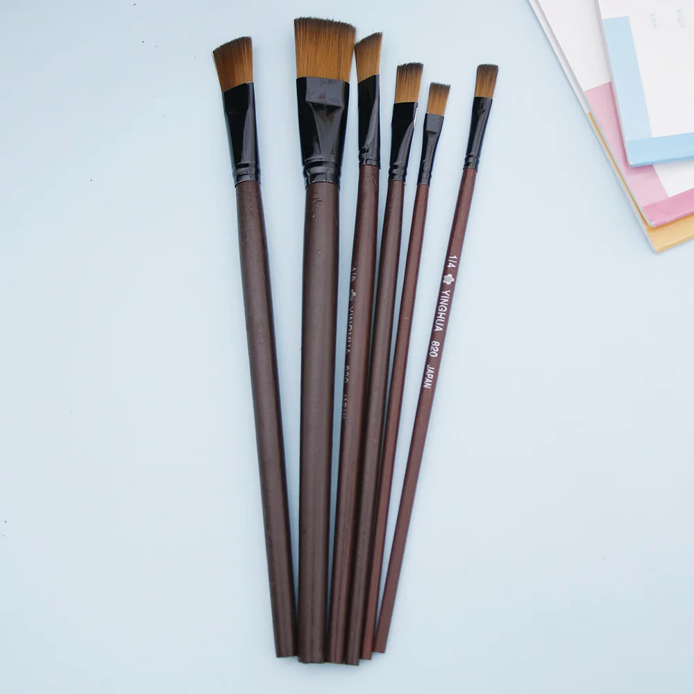 6 шт./компл. из нейлона и акрила кисти для рисования маслом искусства художника
