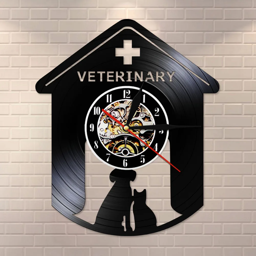 Классические виниловые настенные часы для ветеринарии собак кошек современный