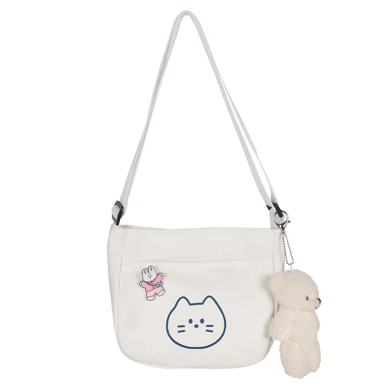 

Casual Canvas Bag For Women 2021 New Cat Print Lovely Shoulder Bag Small Crossbody Bags Women Student Messenger Bag Bolsa Mujer