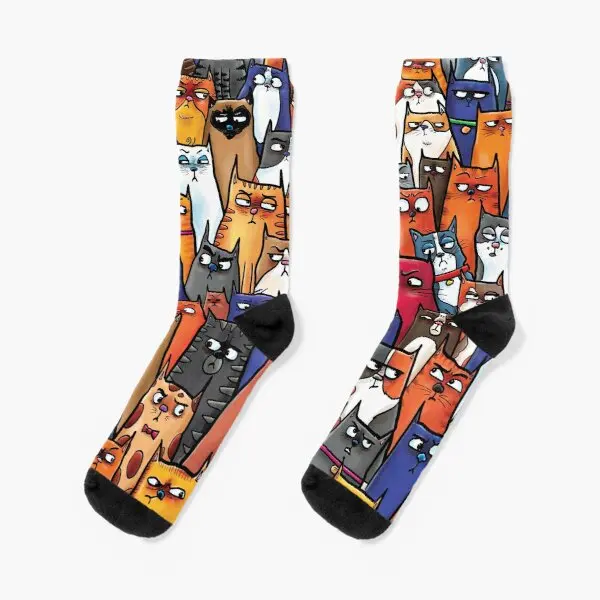 

Suspicious Kitties Crew Socks Black Ankle Knee High Mens Women Best