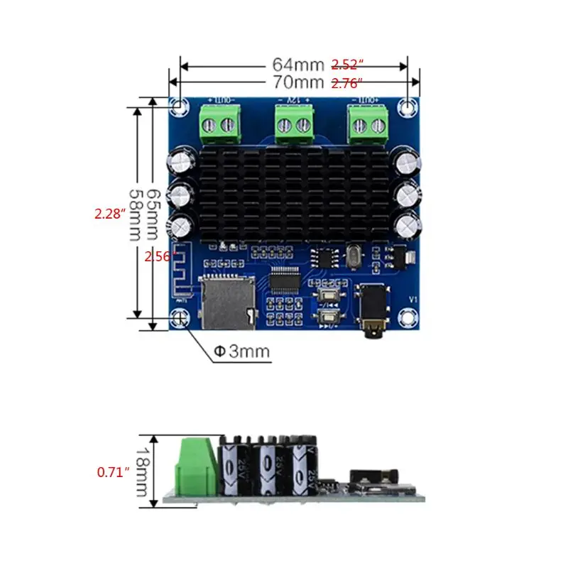 

XH-A272 2x15W Bluetooth 5.0 TDA7297 Card for Digital Wireless Power Amplifier Module Support TF AUX Card
