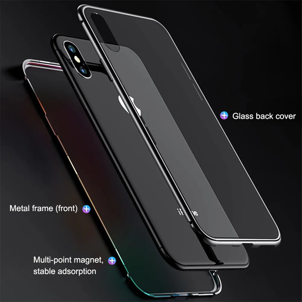 360 двухсторонний Магнитный чехол для телефона iPhone 6 7 8 Plus XS XR X Max 11 Pro металлический