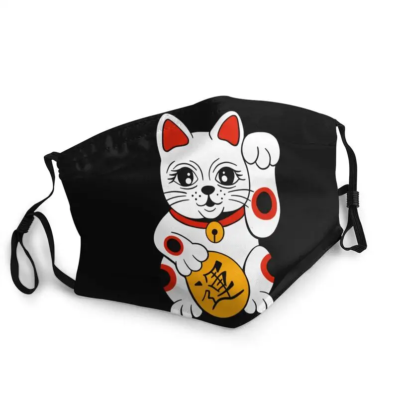 

Japanese Maneki Neko Waving Lucky Cat Washable Face Mask Unisex Adult Mask Protection Cover Respirator Mouth Muffle
