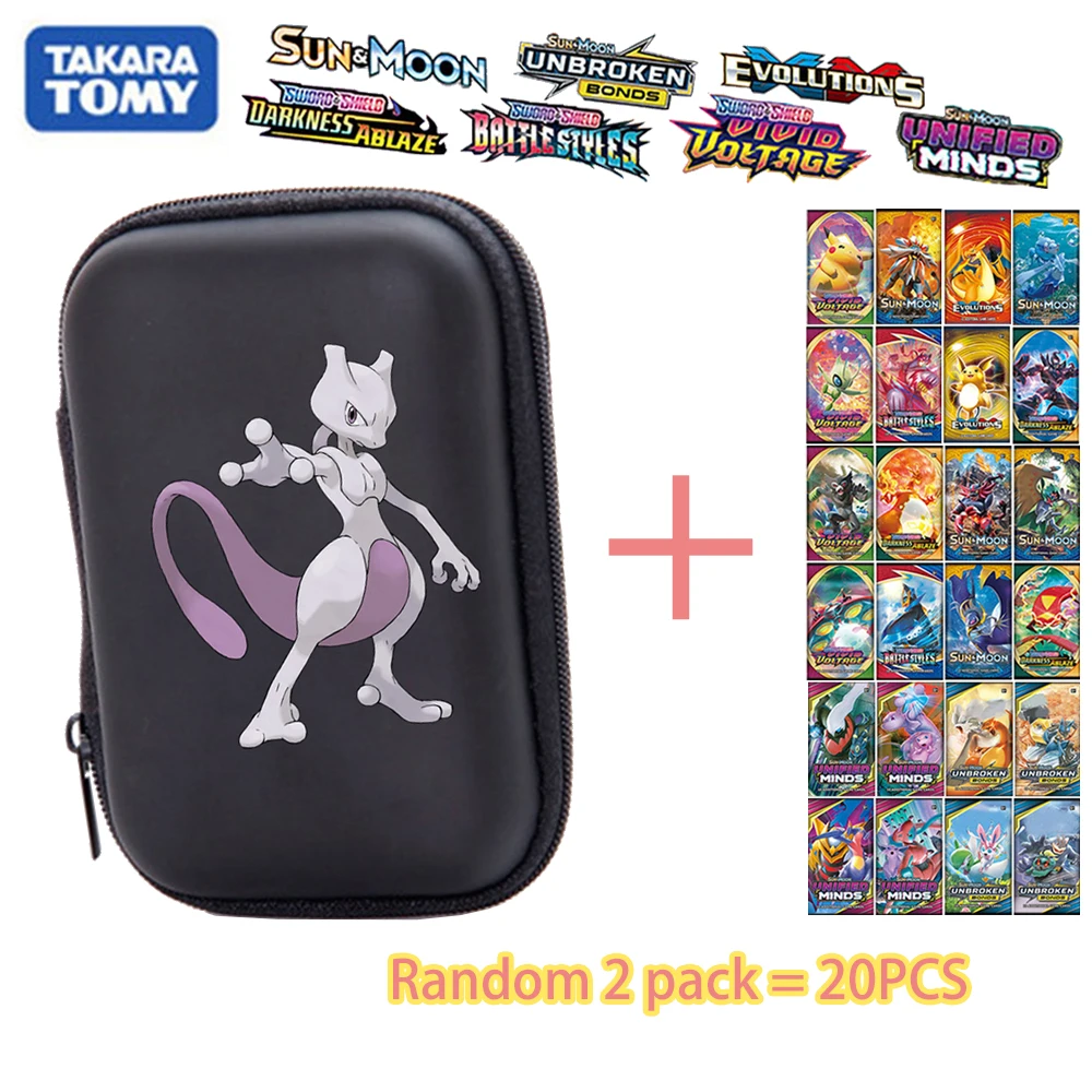 

TOMY Pokemon 50pcs Capacity Gx VMAX TCG card storage bag Pokemones game Pokmon card storage box Top Loaded List Toys
