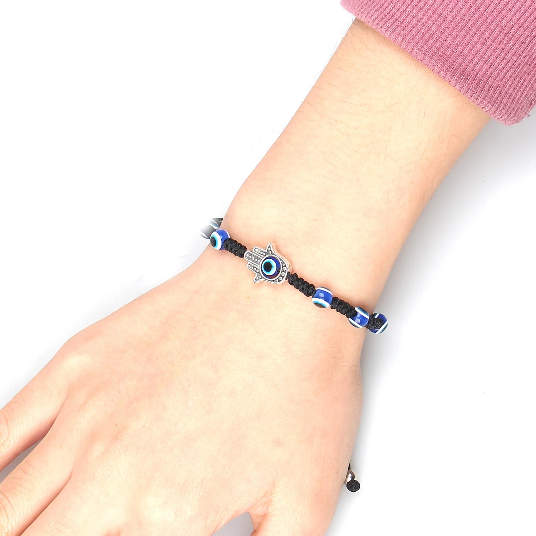 Плетеная нить от сглаза для мужчин и женщин черная плетеная лента с браслет