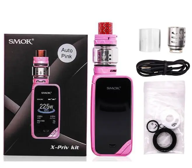 SMOK X-PRIV набор электронных сигарет 225 Вт X PRIV Box Mod с TFV12 Prince Tank 8 мл испаритель VAPE SMOK XPRIV Kit - Цвет: Auto Pink No Gift