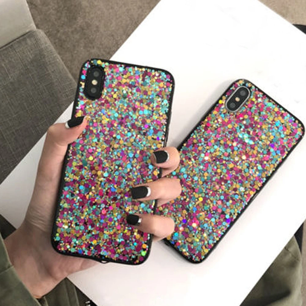 LLZ.COQUE Блестящий блестящий чехол с блестками для Iphone 11 Pro Max X XR XS MAX кристаллами 8 7 Plus