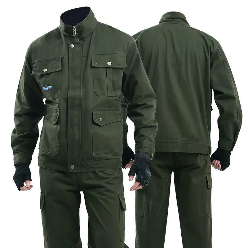 

Pure cotton camouflage clothing men's Wear-resistant labor protection jacket pants set welding anti ironing tooling work clothes
