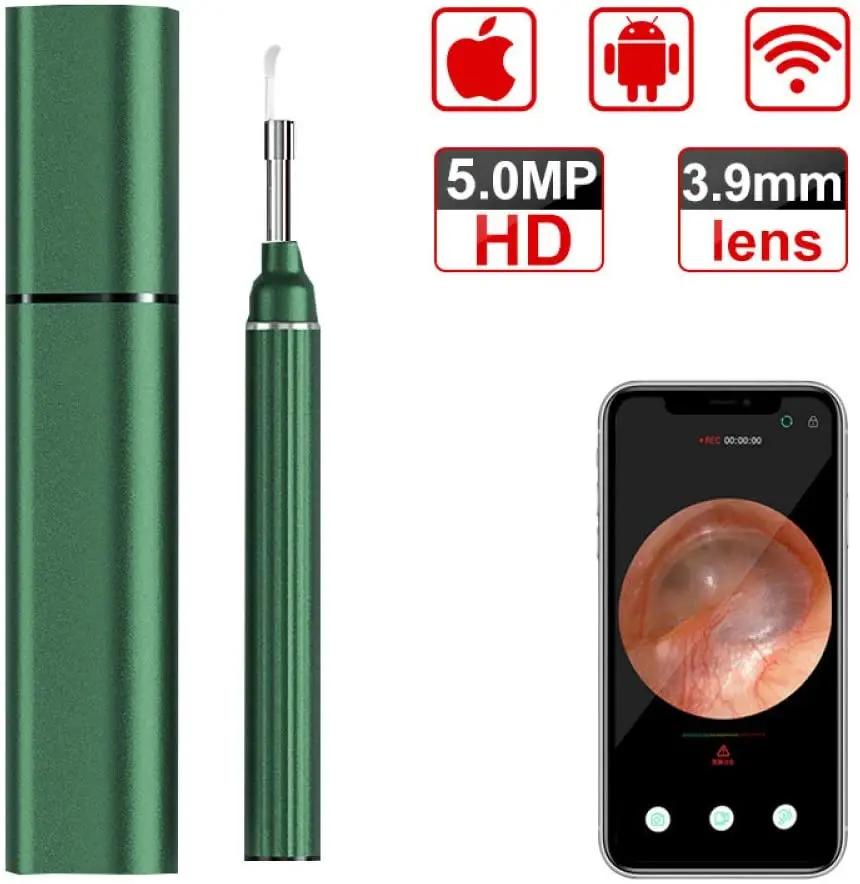 Ушной воск для удаления Otoscope 5MP HD беспроводной осмотр ушей эндоскоп камера ушной