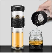 Curge Стекло Чай Кубок кружки с крышкой Чай Infuser стеклянный, с двойными стенками чашка для Кофе бутылка-термос для стакан для воды Стекло бутылка для воды