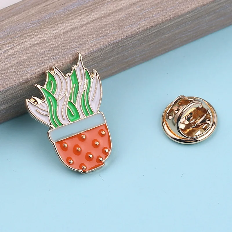 Модные броши в виде мультяшного кактуса милая эмалированная мини-брошь растения