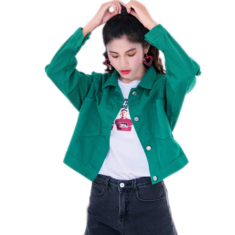 Женские пальто весна осень женская джинсовая куртка красная розовая черная